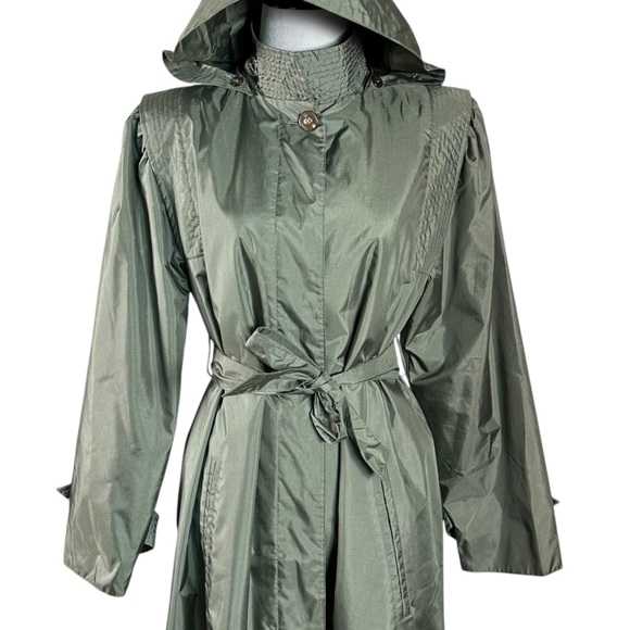 Vintage Green Trench Coat - Picture 3 of 10
